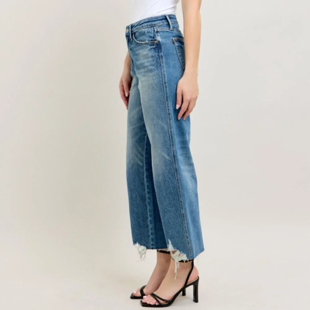 Judy Blue Rigid Magic Destroy Hem Crop Wide Leg - Picture 5 of 6
